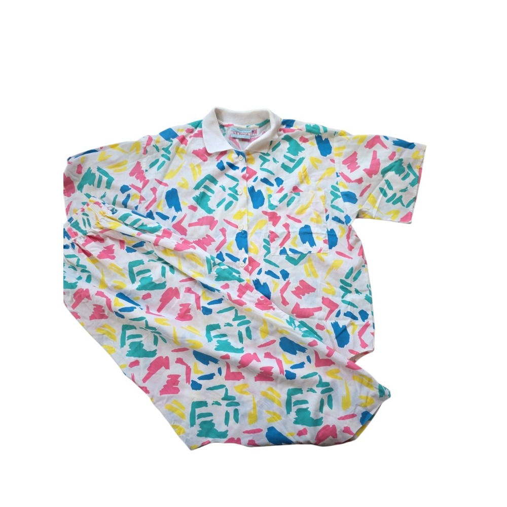 1990s Vintage Set Shirt With‎ Collar And Skirt. Size Large.